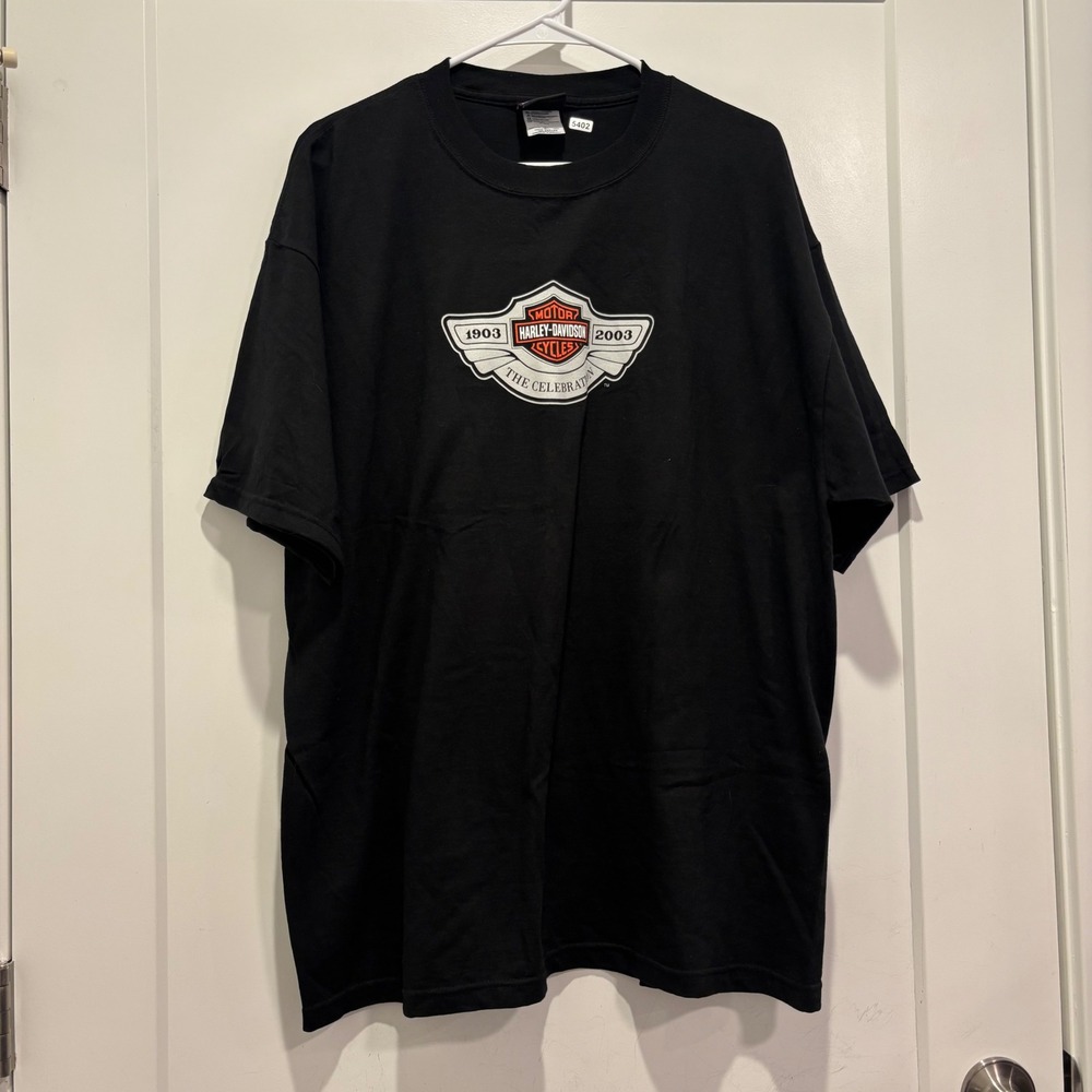 Harley-Davidson 100th Anniversary T-Shirt Mens XL Black 1903-2003 Milwaukee WI